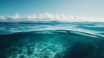 Fototapeta premium Ocean surface split view showing both above and below water.