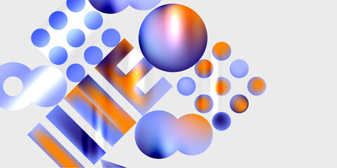 Simple shapes - circles, triangles, rectangles abstract background. Vector Illustration For Wallpaper, Banner, Background, Card, Book Illustration, landing page