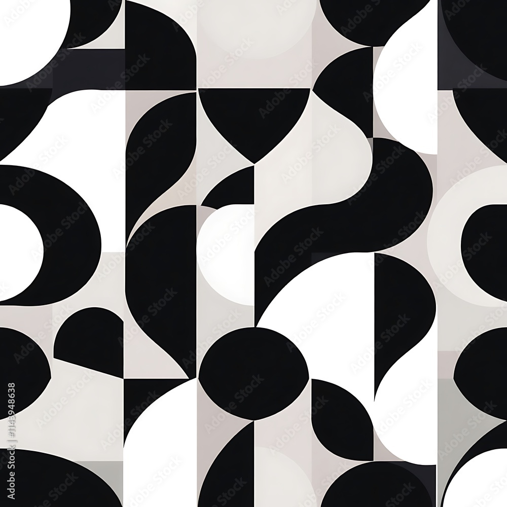 Aufkleber abstract geometric pattern - black and white: a captivating abstract pattern featuring a harmonious 