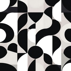 Abstract Geometric Pattern - Black and White: A captivating abstract pattern featuring a harmonious blend of black and white geometric shapes.