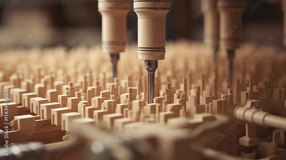 Aufkleber a specialized industrial machine precisely crafting custom wooden dowels for various manufacturing a