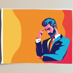 Illustration of a smart man solving problems.