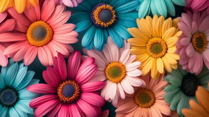 A vibrant arrangement of colorful flowers in various shades.