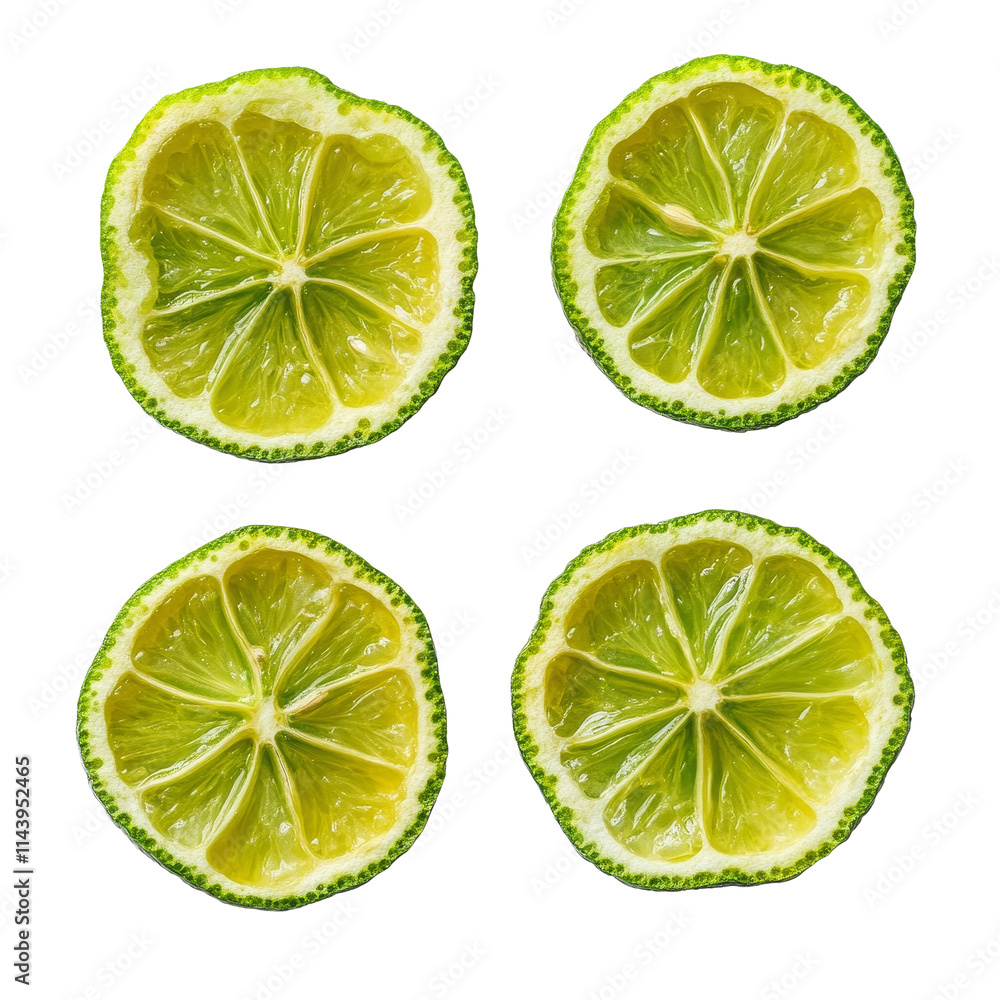 Poster bergamot slices isolated on a transparent background showcasing vibrant colors and textures, bergamo