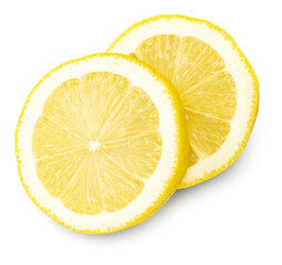 sliced lemon isolated on white background. clipping path