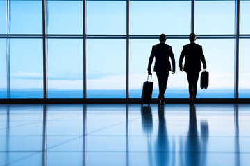 Fototapeta premium silhouette of a business people in an airport