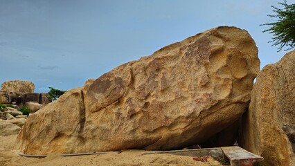 Close up of massive rocks at Hon Chong Cape Rock Garden by the sea at Nha Trang city, Vietnam.	