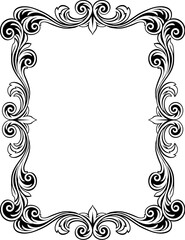 A filigree heraldic crest motif floral pattern border frame. Original design in a vintage style.
