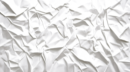 white crumpled paper on texture white and transparent background.