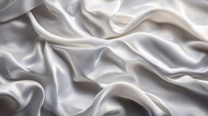 Fototapeta premium Elegant white silk fabric draping beautifully, showcasing intricate folds and a soft sheen.