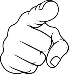 A need or want you pointing finger cartoon hand icon concept