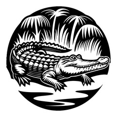 Clean alligator silhouette for all projects - reptile silhouette - alligator illustration - minimalistic alligator vector