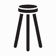 Silhouette Vector Illustration of a Three-Legged Stool Simple Design