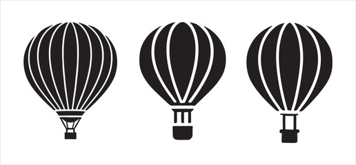 Set of Hot Air Balloon Silhouettes Vector Illustrations for Travel Designs
