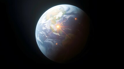 Gorgeous view of earth planet from space on dark black universe, cosmic darkness 3d world blue...