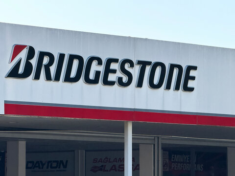 İzmir,Turkey-Oct.4th 2024: Bridgestone Corporation brand logo close up
