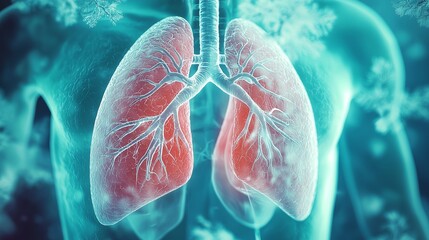 Illustration of lungs affected by smoking, highlighting respiratory damage.