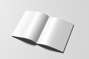 US Letter Size Magazine Brochure 3D Rendering White Blank Mockup