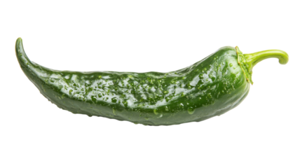Close-Up Image of a Fresh Green Pepper Showcasing Its Shiny Surface Suitable for Culinary and Health-Related Graphics.