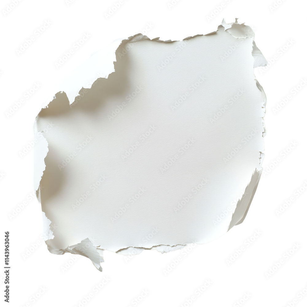 Poster a piece of transparent torn paper lying on a plain transparent background for creative design or art