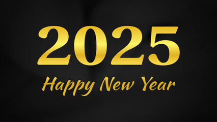 2025 Happy New Year on dark silk background