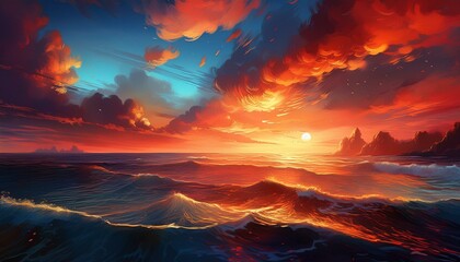 Naklejka premium sunset over the sea