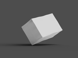 Rendered image of a white rectangular dented box on a dark background