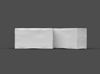 Rendered image of a white rectangular dented box on a dark background