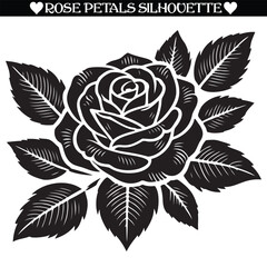 Rose petal silhouette. Valentine silhouette