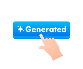 Finger pressing a blue generate button with sparkles
