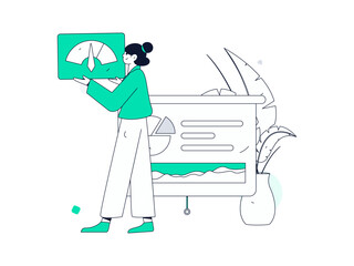 Flat vector illustration of business people operating work scene
