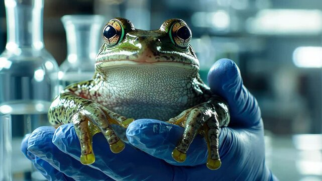 Frog in the laboratory. Generated by ai. animal.