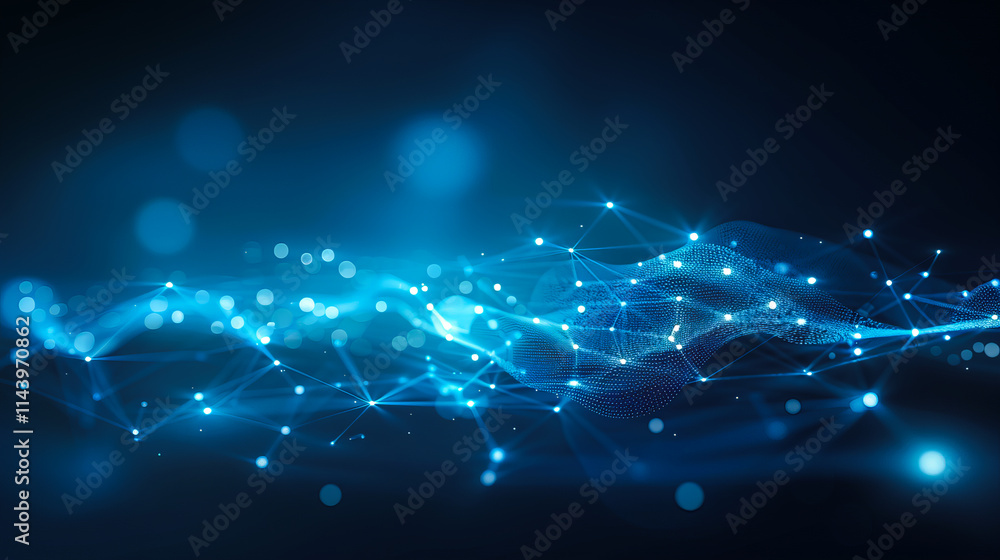 Aufkleber an abstract tech background with glowing blue light and digital connections, symbolizing technology 
