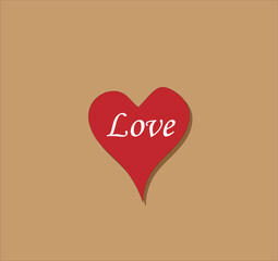 heart on a brown background love text ,