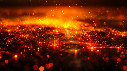 Obraz premium A vibrant abstract background with glowing orange and fiery light effects, symbolizing energy and intensity.