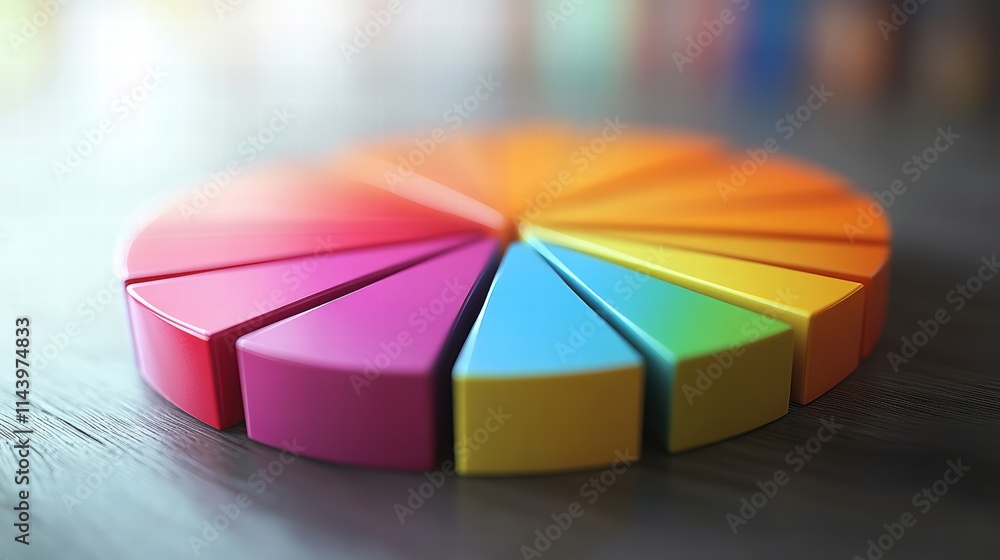 Poster pie chart with sales data on digital screen