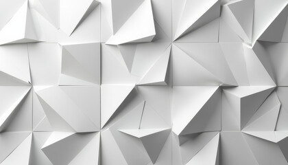 Obraz premium Origami inspired abstract, geometric folds and shapes, textured white wall, minimalist design