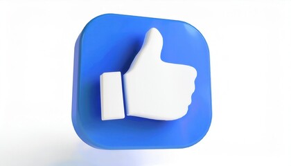 3D Blue Speech Bubble with White Thumbs-Up Icon. Social Media Like Button Symbol for Positive Feedback, Online Engagement Metrics, Content Approval, and Digital Communication Illustration Example