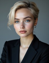 short hair attractive woman portrait