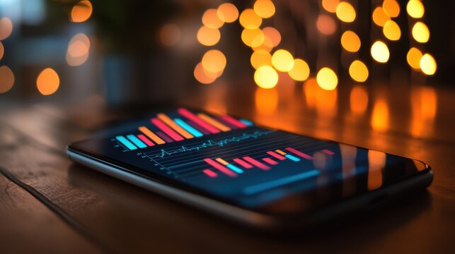 Sales performance chart on phone screen