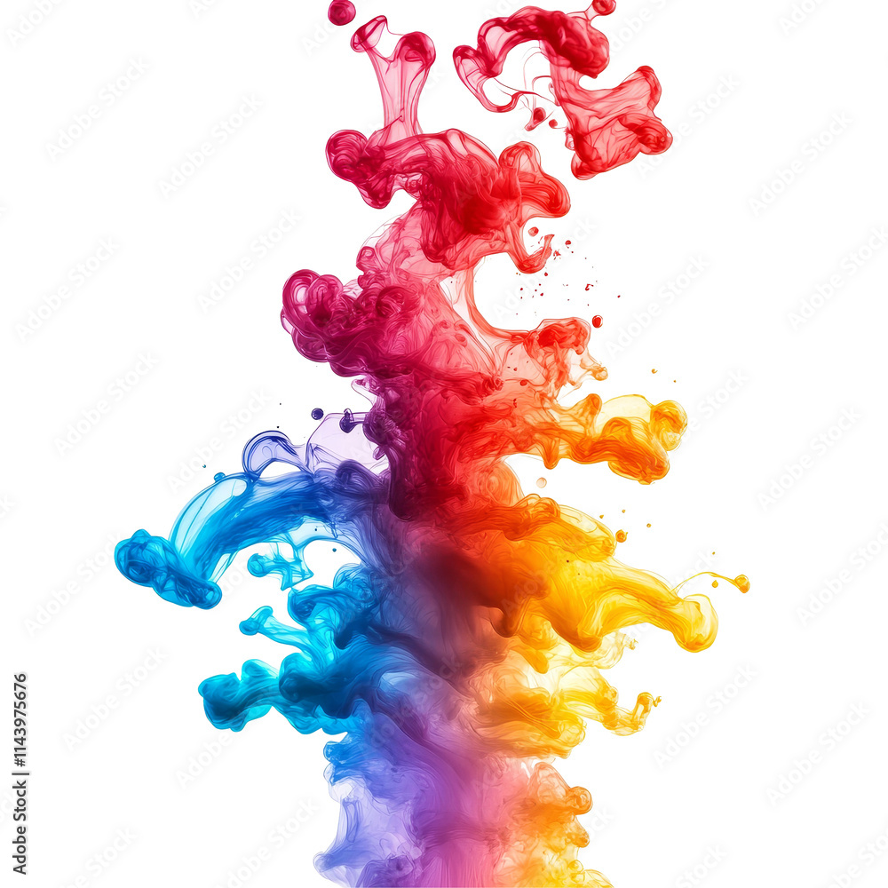 Aufkleber liquid ink splash art showcasing a vibrant rainbow gradient merging with fluid colors in a dynamic f