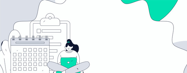 Flat vector illustration of business people operating work scene
