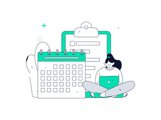 Flat vector illustration of business people operating work scene
