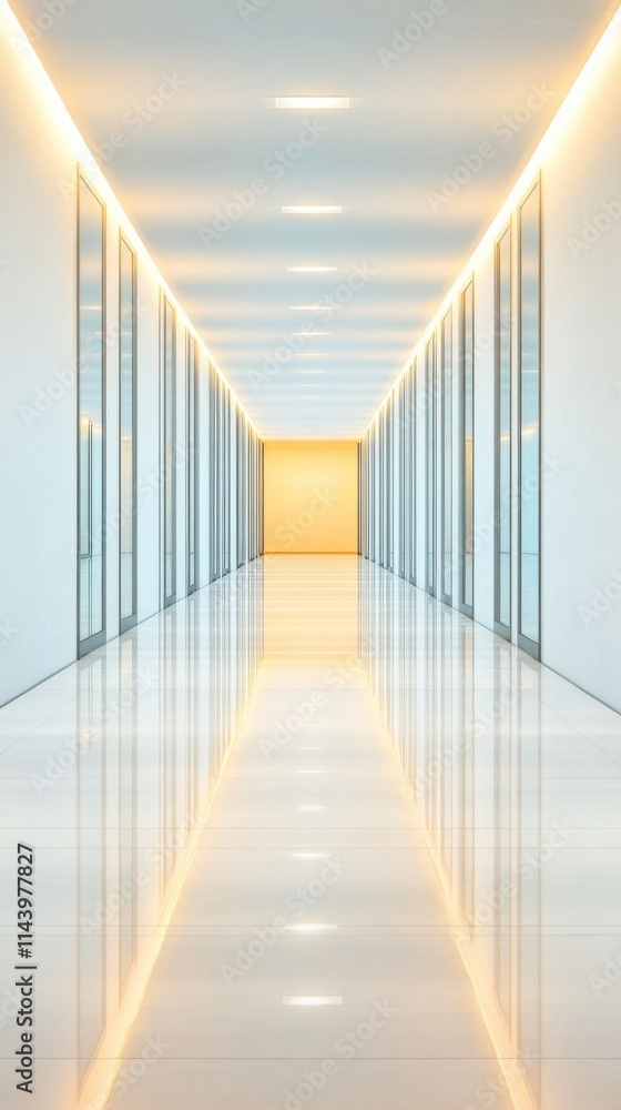 Aufkleber modern bright hallway with elegant lighting and reflective surface creating a serene and inviting at