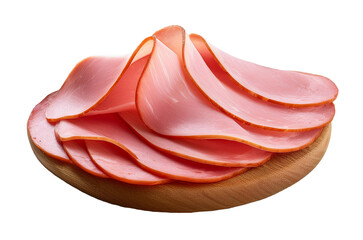 Thinly Sliced Deli Ham on Wooden Platter