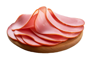 Thinly Sliced Deli Ham on Wooden Platter
