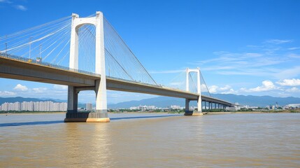 Obraz premium Bridge Connecting Two Cities for Economic Growth