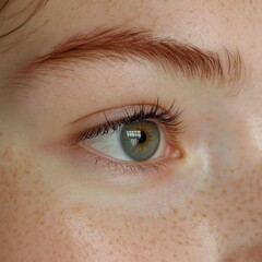 Fototapeta premium Close-up of a green eyed female adolescent with freckles