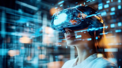 Businesswoman Using VR Glasses for Virtual Prototyping
