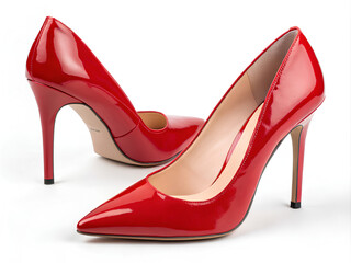 Red high heels. cut out, on white background